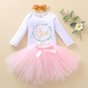 服セット女の女の子1歳の誕生日服の春秋1歳のパーティーケーキチュチュスカート長袖ロンパー素敵な服