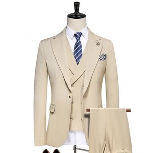 Mäns kostymer Blazers Jacketvestpants Boutique Pure Color Mens Business Formal Suit Three-Piece Set och Two-Piece Set Groom Wedding Dress S-5XL 231116