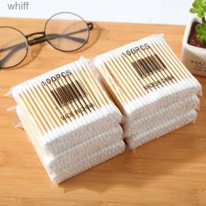 Cotton Swab 100Pcs/Pack Double-ended Cotton Swabs Women's Makeup Cotton Swab Tip Medical Wooden Stick Nose Ear Cleaning Health ToolL231116