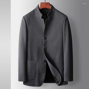 Men's Jackets Male Business Jacket 2023 Autumn Winter Gray Black Khaki Stand Collar Single Breasted Man Clothing Casual Fashion Coat