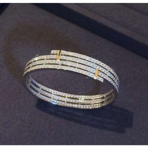 S Sterling Sier Ism Home Série E Pulseira de quatro fileiras com diamante completo estilo Grand Fashion leve e versátil