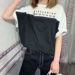 Projektant moda odzież Luksusowe koszulki Margiela MM6 Czarna biała panel litera druku