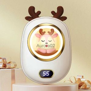 Space Heaters New Elk with Light Cute Hand Warmer Power Treasure 2-in-1 USB Charging Portable Explosion-proof Mini Cartoon Warm Baby YQ231116
