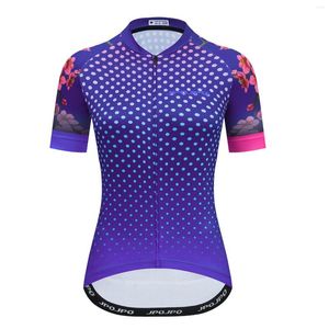 Racingjackor 2023 Cykling Jersey Women Mtb Top Bicycle Clothing Kort ärm Cykling Bike Shirt Blus Uniform Team Summer Purple Red