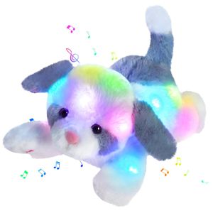 Plush Light Up brinquedos 35cm LED Musical Luminous Toys Dog PP Cotton Boneca Presentes Soft Throw Pillows Stuffed Animals para Meninas Crianças Aniversário 231115