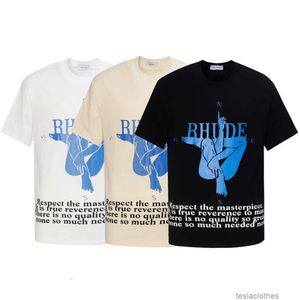 Designer Abbigliamento moda T-shirt di lusso Magliette Rhude23ss Estate Nuova moda High Street Human Yoga Bussola Lettera Stampa Casual T-shirt manica corta Uomo Donna