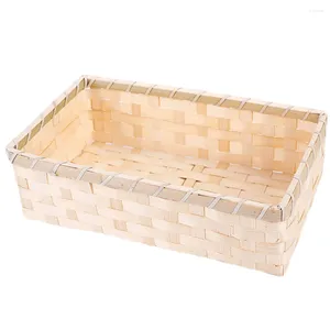 Servis uppsättningar bambu förvaringskorg borddekor bärbar picknickförpackningsmanual vävd container vävande fruktgåva närvarande