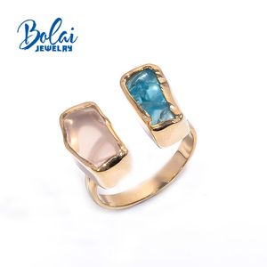 Cluster Rings Bolai 2023 Handmade Gemstone Rough Ring Natural Colorful Apatite Rose Quartz Africa Ruby Fine Jewelry 925 Sterling Silver