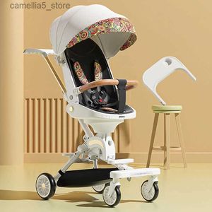 Carrinhos # Nova moda Carrinho de bebê super leve carrinho dobrável de viagem pode sentar ou deitar carrinho de bebê de rotação 360 com jantar Q231116