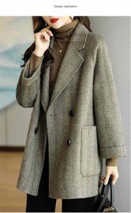 Wełniany płaszcz elegancja płaszcza kobiety nowe w jesieni zimowa kurtka kobiety w stylu koreańskim biuro biura damskiego płaszcza biura na dziewczęce kurtka