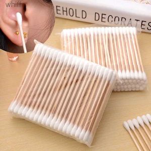 Cotton Swab Heallor 400st Sanitary Wood Stick Cotton Swab Disponible High Quality Double Head Beauty Cleaning Makeup Removerl231116