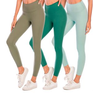 LL703 Einfarbige Damen-Yogahose, hohe Taille, Ausrichtung, Sport-Fitness-Set, Strumpfhosen, elastische Fitness, Damen-Outdoor-Sport-Yoga-Leggings, Strumpfhosen