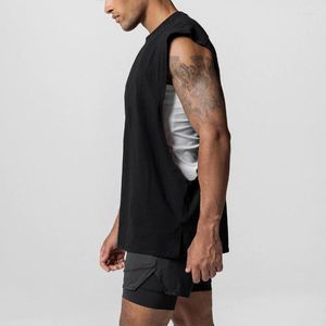 Herren Tanktops Open Side Cut Off Mesh Ärmellose Shirts Sommer Gym Top Herren Fitness Kleidung Herren Bodybuilding Singlets Trainingsweste