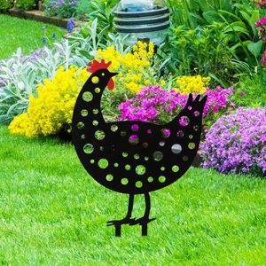 庭の装飾チキンルースター彫像鶏ヤード屋外の芝生の装飾ホローアウト彫像クリエイティブな装飾品