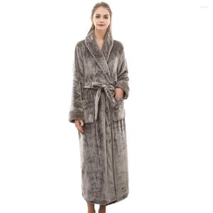 Women's Sleepwear Night Dress Women Bathrobe Flannel Robe Winter Lengthened Coralline Plush Shawl Long Sleeved Coat#G3