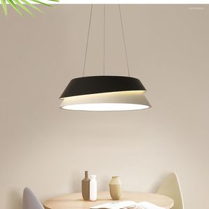 Lampy wiszące nordyckie światła restauracyjne badaj okrągły indywidualność LED czarno -biały szary styl nowoczesne światło sypialni