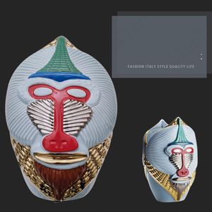 Vasi Creativo Testa di Scimmia Vaso in Ceramica Europea Moderna Arte Italiana Ornamento in Porcellana Decorazione Soggiorno Dipinta Animale