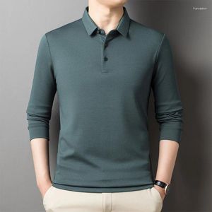 Męskie polo jesienne zimowe odzież polo pullover koszulka solidne z długim rękawem Town-Down Collar Business Casual Fashion Button Tops