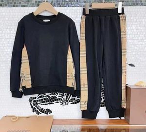 2023 großes Kind kleiden Set Mode schwarz Jugend Jungen Kleidung Großhandel Hoodie und Hosen Baumwollmaterial Kind Mädchen Mode Kleidung Sets