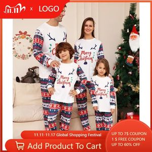 Familjsmatchande kläder 2024 julfamilj matchande kläder vuxna barn pyjamas kläder set baby rompers casual sömnkläder xmas familj look pyjamas 231115