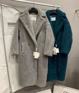 Kış Kadınlar Sıcak Palto Maxx Oyuncak Ayı XLONG CATS CAMELWOOL ALPACA KAŞI