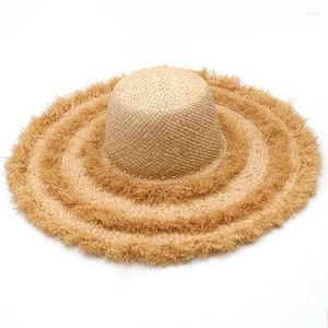 Szerokie brzegowe czapki 202306-gaoda-beach lato ręcznie robione Raffia Grass Burr Sea Lady Listure Cap Women Holiday Sun Hat