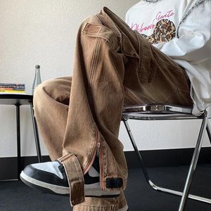 Herr jeans 2023 mode trend last casual byxor retro stil bred ben streetwear blå/svart/brun färg högkvalitativ byxor