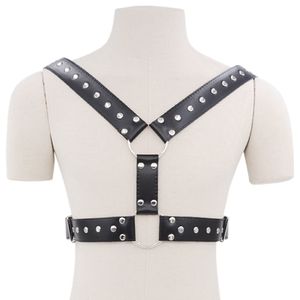 Coletes masculinos de couro roupas sexy palco mostrar brinquedos bondage roupas armadura