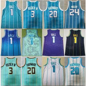 Zszywane mieście koszykówka Lamelo Ball Jerseys 1 Terry Rozier III 3 Gordon Hayward 20 Brandon Miller 24 Men Drużyna dla fanów sportu zdobyła fioletową zieloną białą czarną koszulę