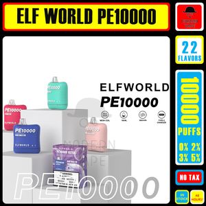 Original Elfworld PE10000 puffar laddningsbara engångscigaretter Vape penna mesh spole med 500 mAh batteri 18 ml Förfylld tank 22 smaker i lager