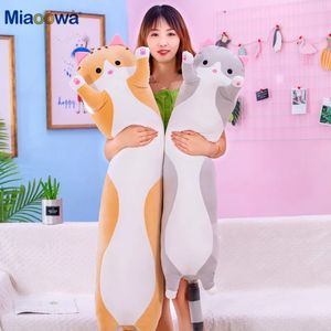 دمى Plush 5070cm لطيفة وناعمة طويلة القط أفخم لعبة ملء الالتحاق بملء الوزراء سرير السرير المنزل ديكور الأطفال DOLL DOLL 231115