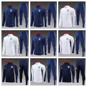 23 24 Italien Vuxen Tracksuit Long Zipper Jacket 125 års jubileumsöverlevnad Jackor Training Suit Soccer 2023 2024 Italia Kids Football Tracks Set