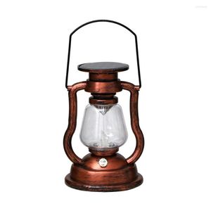 Night Lights LED Solar Light Retro Oil Lanterns Powered Hanging Outdoor Portable Lantern Courtyard Garden Decor Bronze