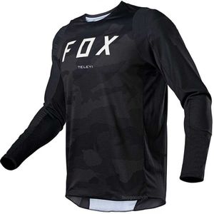 T-shirt da uomo 2023 fox teleyi T-shirt da ciclismo Mountain Downhill Bike Manica lunga Abbigliamento da corsa DH MTB Offroad Motocross BMX Maglie all'ingrosso