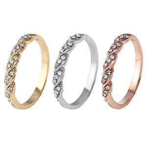 2023Rose Or Couleur Twist Classique Zircon Cubique Bague de Fiançailles De Mariage Pour Femme Filles Cristaux Autrichiens Cadeau Anneaux Bague Femme