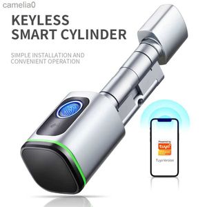 Smart Lock Euro Profile Block Cake kompatybilny elektroniczny cylinder Tuya Ble App Zdalne odblokowanie DIY Instalacja Bezproduku Instrint Smart Keyl231116