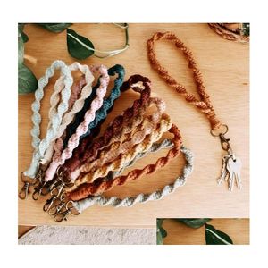 Keychains Lanyards Rame Wristlet Keychains Wrist Lanyard Strap Keyring Bracelet Gasorded Color Rames Braided Key Ring Drop Delivery DHNJ1