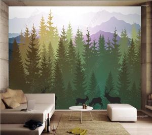 Bakgrundsbilder Papel de Parede Alpine Pine Tree Forest Landscape 3D Wallpaper Mural Iving Room TV Wall Bedroom Papers Home Decor