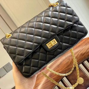 Bolsa de grife luxuris bolsas cc aba preto bezerro com hardware dourado saco de ombro crossbody 25cm