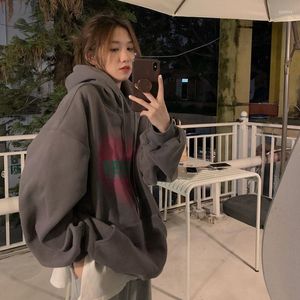 Women's Hoodies 2023 Women Grey Fashion Letter Printing Pullover Thickened Sweatshirt Casual Raglan Sleeve Female Hoodie