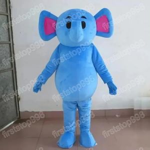 Costume da mascotte elefante rosa/blu di Halloween Personaggio a tema anime dei cartoni animati Taglia adulto unisex Vestito per pubblicità esterna per feste di Natale