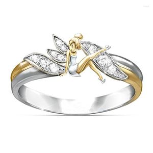 Pierścienie klastra fantasy kwiat bajki panie pierścionek złoty elf separacja elegancka elegancka biżuteria mody wykwintny romantyczny luksusowy prezent