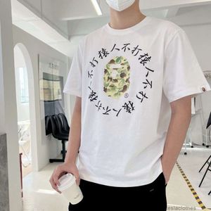 Designer de moda roupas de luxo camisetas tendência br ape no ape carta camo impressão manga curta t-shirt masculino puro algodão solto relaxado na moda t-shirt mulheres