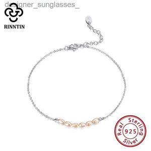 Cavigliere Rinntin Cavigliera in argento sterling 925 rotonda She Design Rosa Bianca Perla d'acqua dolce per Grils Daliy Incontri Matrimonio TSA02L231116