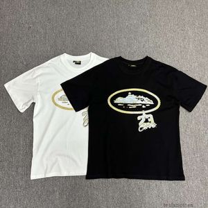 デザイナーファッション服高級ティーTシャツ皮質デーモンISLゴールドチェーンレタープリントルーズカジュアルファッションBRメンズレミーズサマーコットンショートスリーブTシャツ