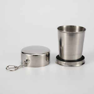 Outdoor camping portable portable travel cup stainless steel folding telescopic buckle cup camping metal tea making tea BH8642
