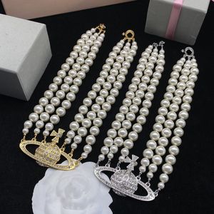 Fashion Designer Pendant Necklaces Luxury Brand Women Jewelry Saturn Chokers Metal Pearl Planet Chain necklace cjeweler Trend For Woman ioi87er