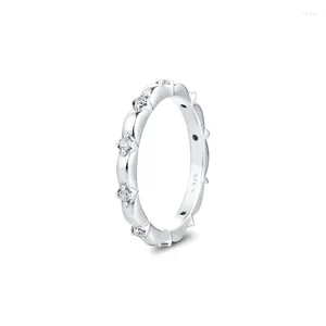 Küme halkaları çiçek yaprakları bant yüzüğü 925 Sterling-Silver-Rings Diy moda Feamle Avrupa Mücevherleri Kadınlar için