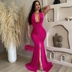 Casual Dresses Sexy Halter V-neck Backless Mermaid Evening Women Party Night Formal Special Occasion Dress Elegant Club Prom