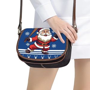 Abendtaschen Noisydesigns Cute Santa Claus Prints Mode Messenger Bags für Frauen Pu-Leder Damen Merry Christmas Drop 231116